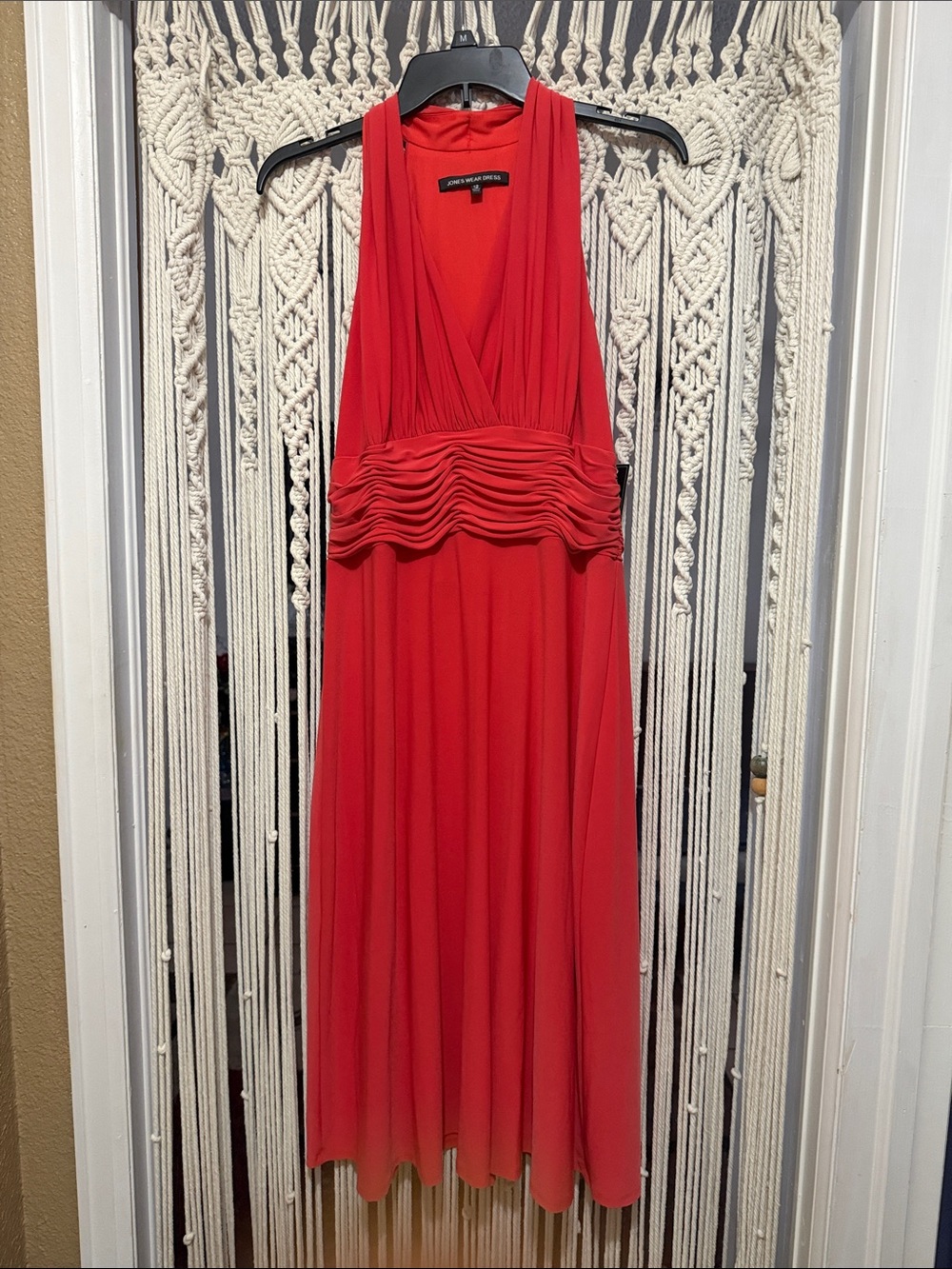 Jones Wear Halter Midi Dress-Ruched Waist
